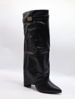 Kozaki damskie ocieplane na obcasie (36-41) BM177 BLACK