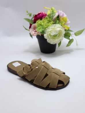 Klapki damskie na płaskim (36-41) DM508 KHAKI