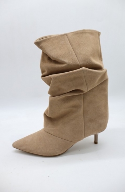 Kozaki damskie na szpilce (36-41) 8-615 BEIGE-SKORA