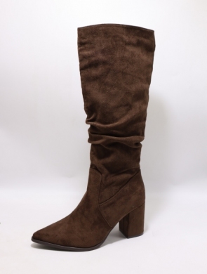 Kozaki damskie ocieplane na obcasie (36-41) 5838 BROWN