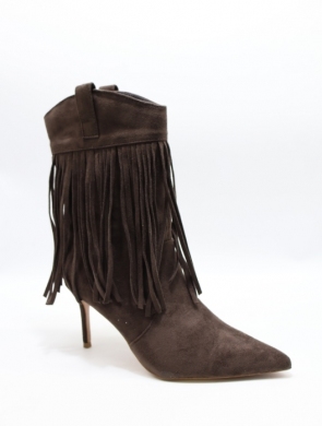 Botki damskie na szpilce (36-41) 2875 BROWN
