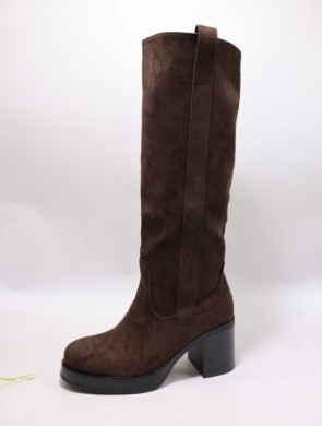 Kozaki damskie ocieplane na obcasie (36-41) LH-8 BROWN