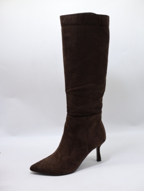 Kozaki damskie ocieplane na szpilce (36-41) H8-996 BROWN