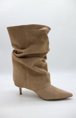 Kozaki damskie na szpilce (36-41) 8-615 BEIGE-SKORA