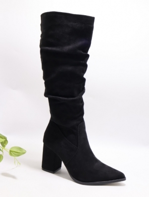 Kozaki damskie ocieplane na obcasie (36-41) 5838 BLACK