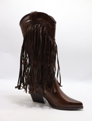 Kozaki damskie na obcasie (36-41) 9257 BROWN