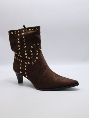 Botki damskie ocieplane na obcasie (36-41) 6380 BROWN
