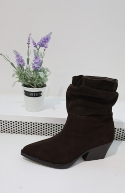 Botki damskie na obcasie (36-41) 5308 BROWN-SKORA