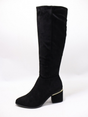 Kozaki damskie ocieplane na obcasie (36-41) 00-6 BLACK