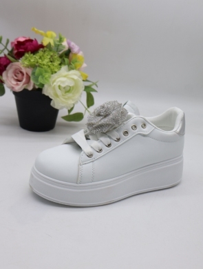 Buty sportowe damskie na płaskim (36-41) WW210 WH/SILVER