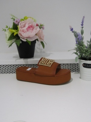 Klapki dmskie na koturnie (36-41) F384 CAMEL