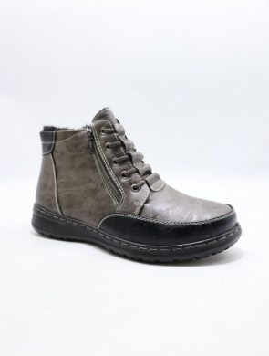Botki damskie ocieplane na płaskim (36-42) 26319-201 GREY/BL