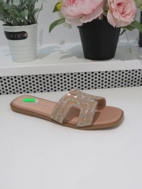 Klapki damskie na płaskim (36-41) P3097-22 BEIGE