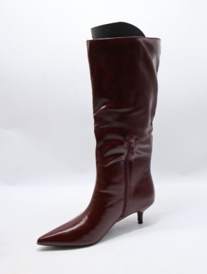 Kozaki damskie na szpilce (36-41) BE-685 WINE