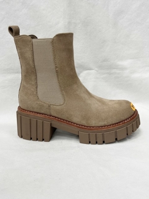 Botki damskie ocieplane na płaskim (36-41) C801 KHAKI