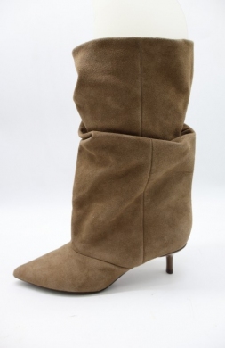 Kozaki damskie na szpilce (36-41) 8-615 KHAKI-SKORA