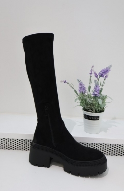 Kozaki damskie na obcasie (36-41) 9671A-1 BLACK