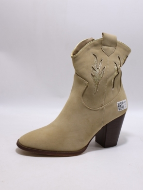 Botki damskie ocieplane na obcasie (36-41) 21087 BEIGE