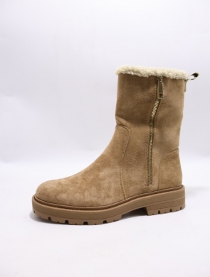 Botki damskie ocieplane na płaskim (36-41) 9163 CAMEL