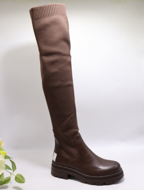 Kozaki damskie na płaskim (36-41) Q15 BROWN