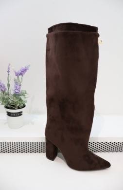 Kozaki damskie na obcasie (36-41) 2912A-1 BROWN