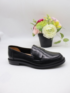 Półbuty damskie na płaskim (36-41) A-704 BLACK-SKÓRA