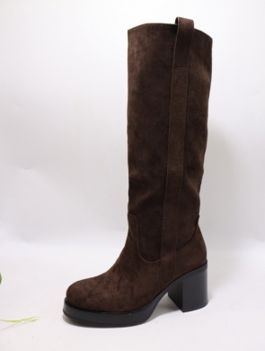 Kozaki damskie ocieplane na obcasie (36-41) LH-8 BROWN