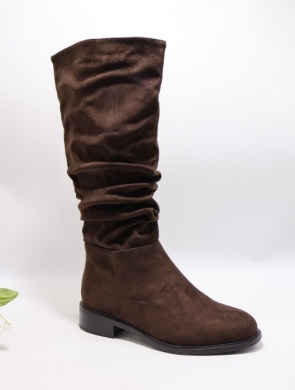 Kozaki damskie ocieplane na płaskim (36-41) WZ116 BROWN