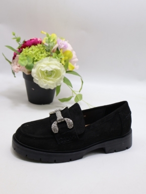 Mokasyny damskie na płaskim (37-40) Q144 BLACK