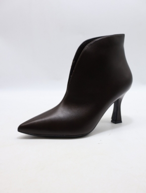 Botki damskie na szpilce (36-41) L6-77 BROWN