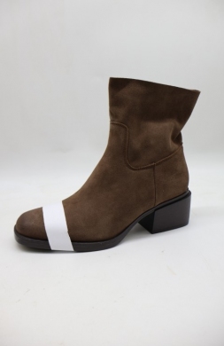 Botki damskie na obcasie (36-41) 9624 KHAKI-SKORA
