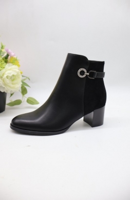 Botki damskie ocieplane na obcasie (36-41) 581 BLACK