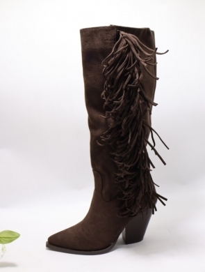 Kozaki damskie na obcasie (36-41) 2532A BROWN