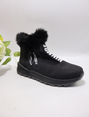 Botki damskie ocieplane na płaskim (36-41) 9130-21 BLACK