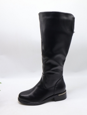 Kozaki damskie ocieplane na płaskim (36-41) H2420B BLACK