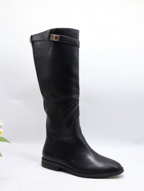 Kozaki damskie ocieplane na płaskim (36-41) 88-2 BLACK/PU