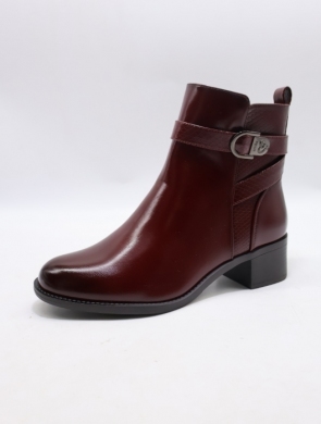 Botki damskie ocieplane na obcasie (36-41) 6511 WINE