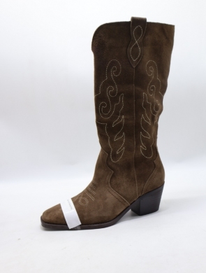 Kozaki damskie na obcasie (36-41) 6183 KHAKI