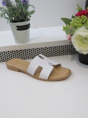 Klapki damskie na płaskim (36-41) ACCA BIANACO NATURAL SKORA