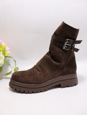 Botki damskie na płaskim (36-41) 7673A BROWN