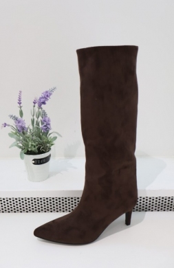 Kozaki damskie ocieplane na szpilce (36-41) LA3123 BROWN
