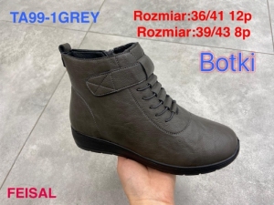 Botki damskie ocieplane na płaskim (36-41) TA99-1 GREY