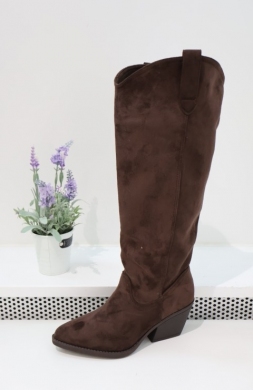 Kozaki damskie na obcasie (36-41) CLS627 BROWN