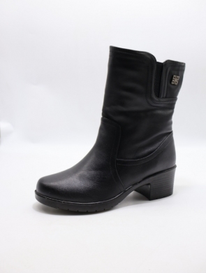 Botki damskie ocieplane na obcasie (36-42) 7109-21 BLACK