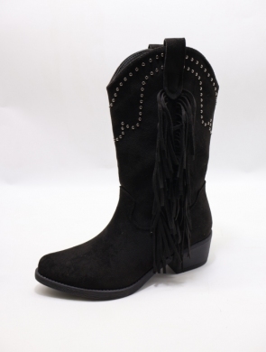 Kozaki damskie ocieplane na obcasie (36-41) RQ538 BLACK