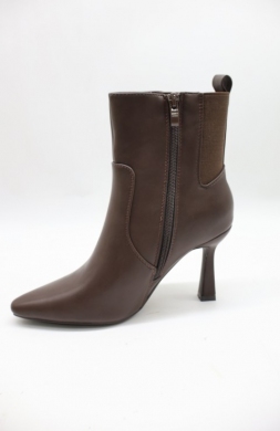 Botki damskie ocieplane na szpilce (36-41) 9182 BROWN