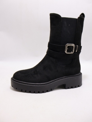 Botki damskie ocieplane na płaskim (36-41) WZ106 BLACK