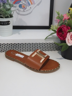Klapki damskie na płaskim (36-41) 5125 CAMEL