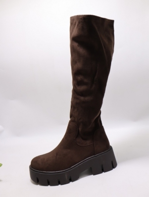 Kozaki damskie na płaskim (36-41) WZ-123 BROWN