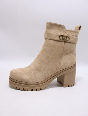 Botki damskie ocieplane na obcasie (36-41) 68113-2 KHAKI